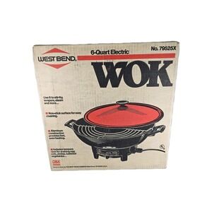 Vintage West Bend 6 Quart Electric Wok Model 79525X Red 1984 New In Box Sealed